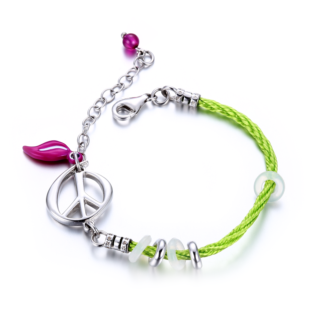 Cord & Chain Peace Bracelet, Girls'