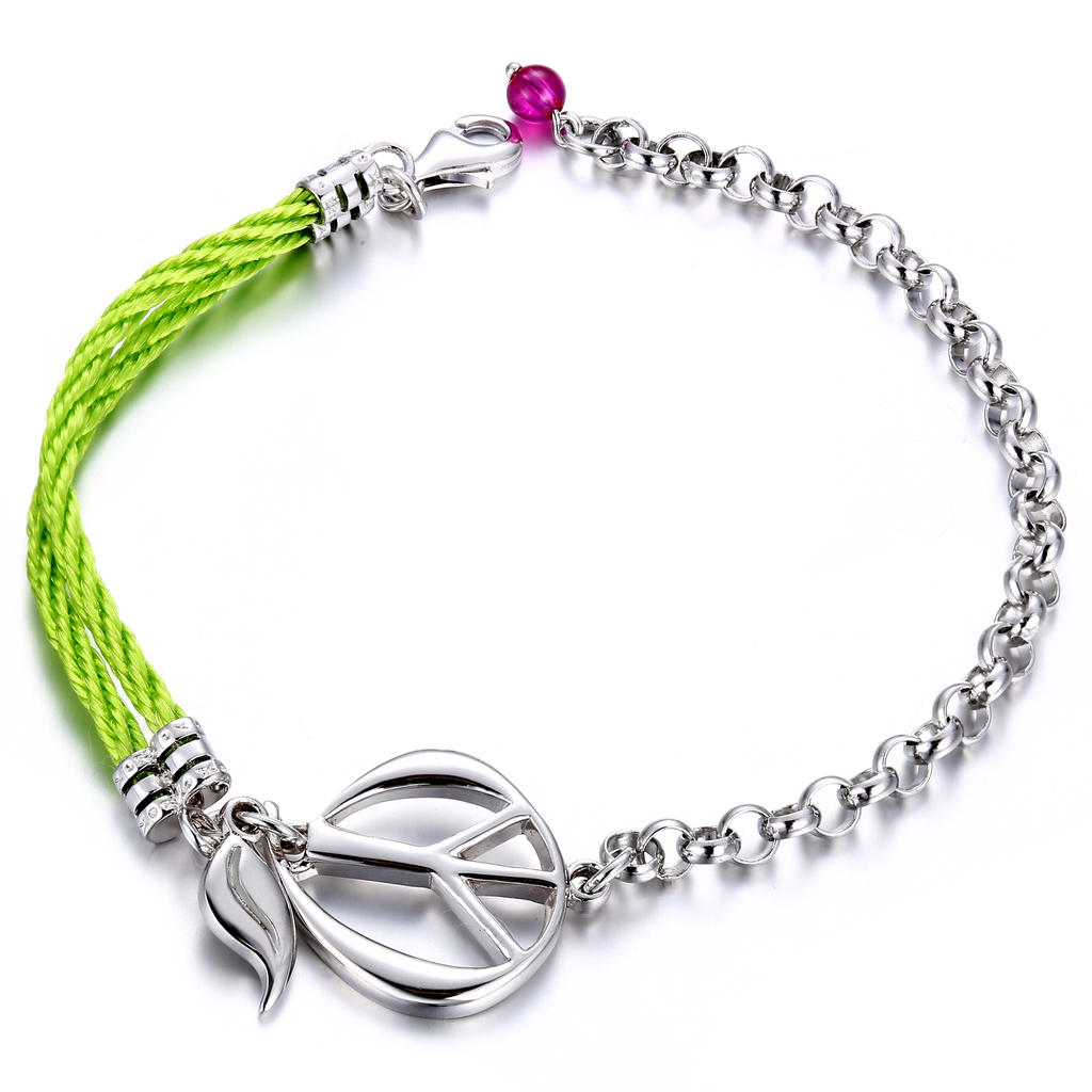 Cord & Chain Peace Bracelet, Women's (Available in 3 colors)